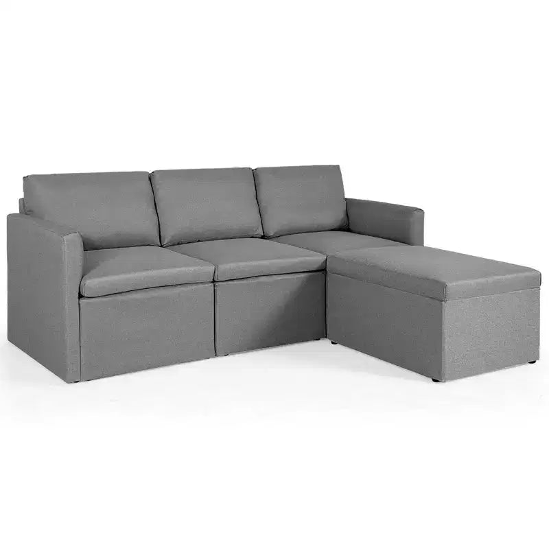 Canapé sectionnel convertible Costway en forme de L avec méridienne réversible Gris foncé\Vert\Gris clair