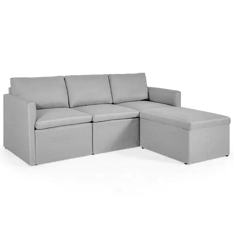Canapé sectionnel convertible Costway en forme de L avec méridienne réversible Gris foncé\Vert\Gris clair