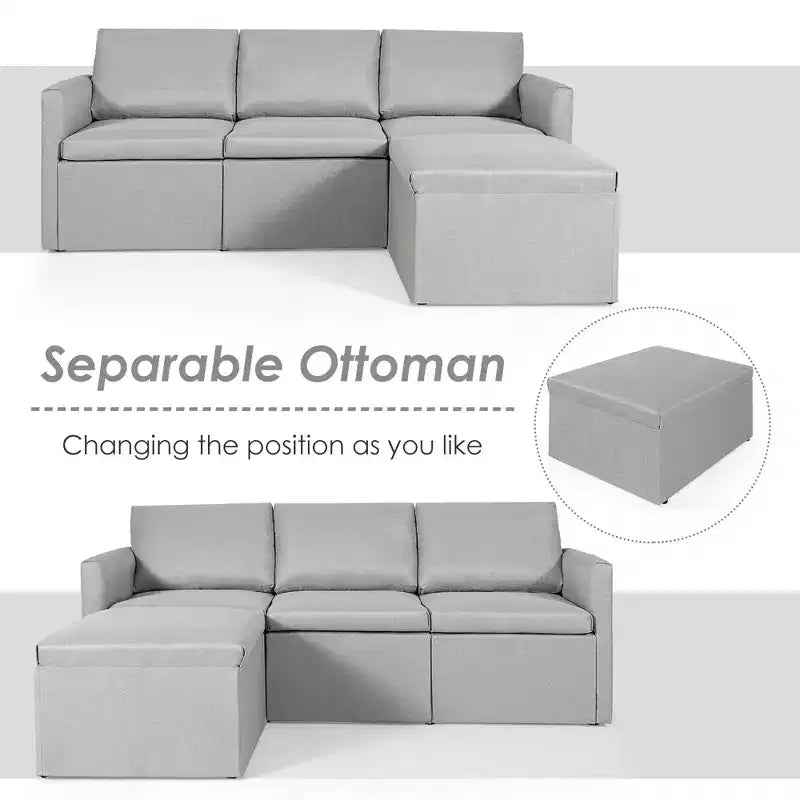 Canapé sectionnel convertible Costway en forme de L avec méridienne réversible Gris foncé\Vert\Gris clair