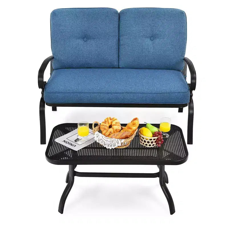 Costway Ensemble de 2 Causeuses Banc Table Meubles Chaises Rembourrées