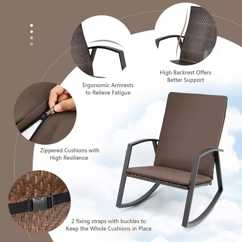 Costway Ensemble de 3 Meubles de Jardin en Rotin Balancelle et Table avec Coussins