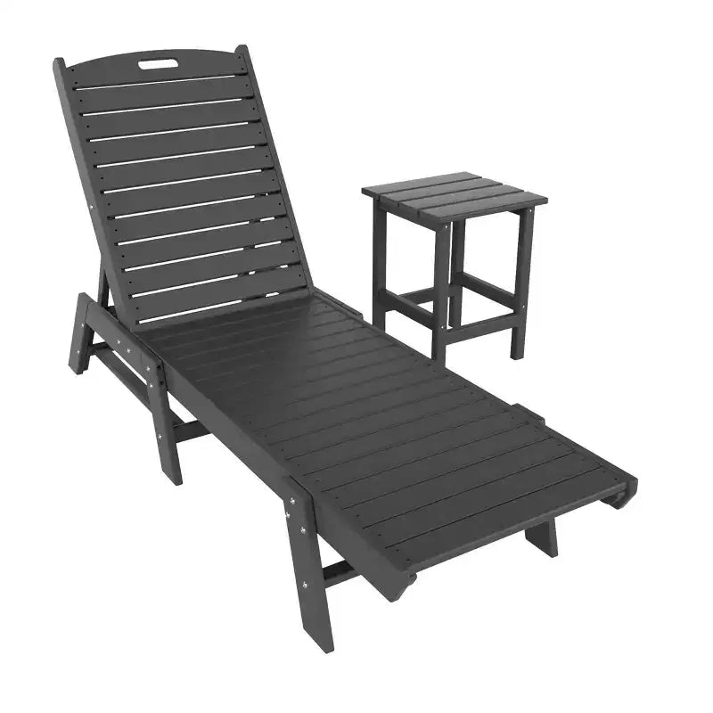 WestinTrends Ensemble de 2 chaises longues de patio en polythène avec table d'appoint