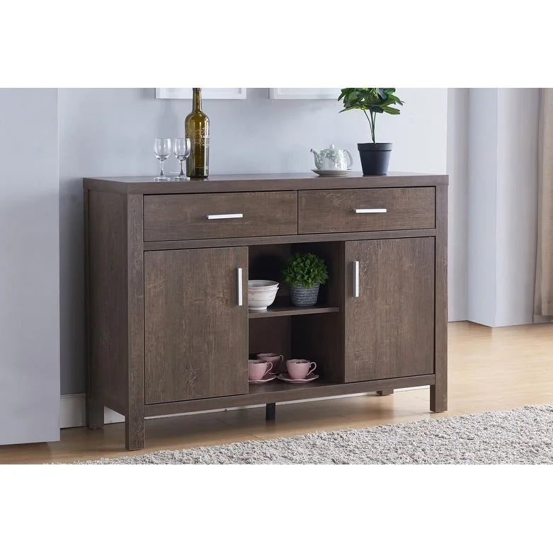 47W Sideboard Storage Cabinet, Dining Server Cupboard Buffet Table with Two Cabinets, Two Drawers, Two Open Shelves