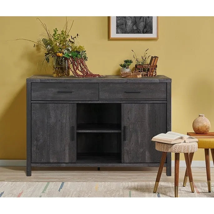 47W Sideboard Storage Cabinet, Dining Server Cupboard Buffet Table with Two Cabinets, Two Drawers, Two Open Shelves