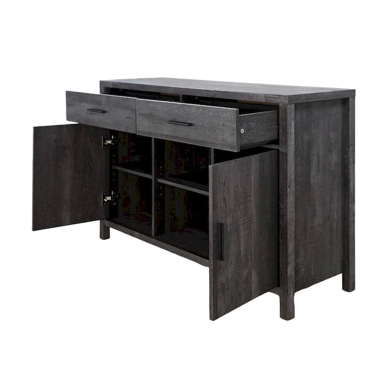 47W Sideboard Storage Cabinet, Dining Server Cupboard Buffet Table with Two Cabinets, Two Drawers, Two Open Shelves