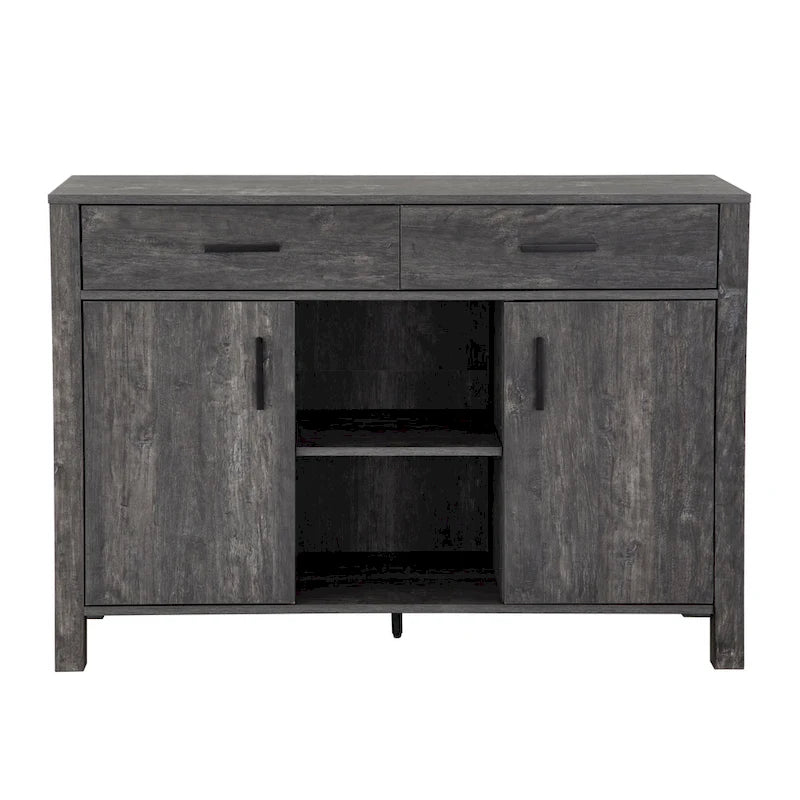 47W Sideboard Storage Cabinet, Dining Server Cupboard Buffet Table with Two Cabinets, Two Drawers, Two Open Shelves