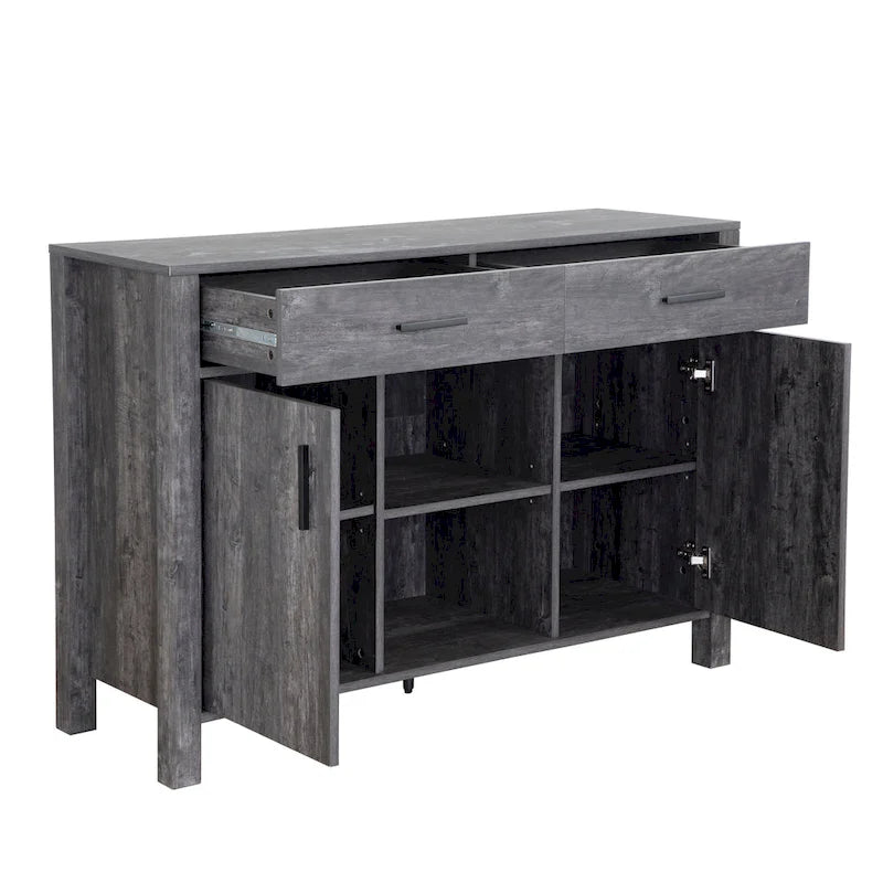 47W Sideboard Storage Cabinet, Dining Server Cupboard Buffet Table with Two Cabinets, Two Drawers, Two Open Shelves