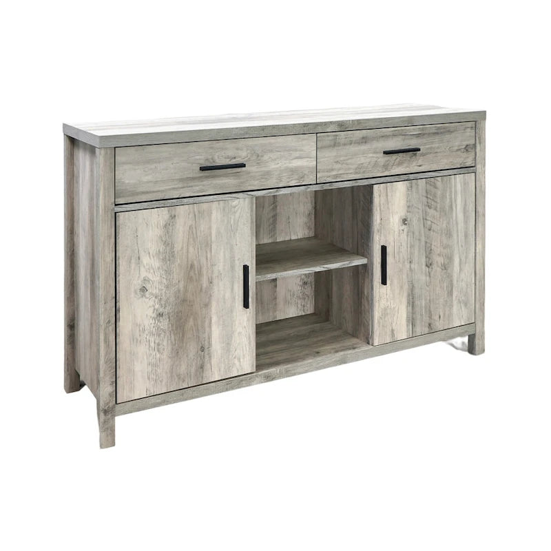 47W Sideboard Storage Cabinet, Dining Server Cupboard Buffet Table with Two Cabinets, Two Drawers, Two Open Shelves