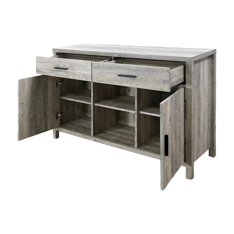 47W Sideboard Storage Cabinet, Dining Server Cupboard Buffet Table with Two Cabinets, Two Drawers, Two Open Shelves