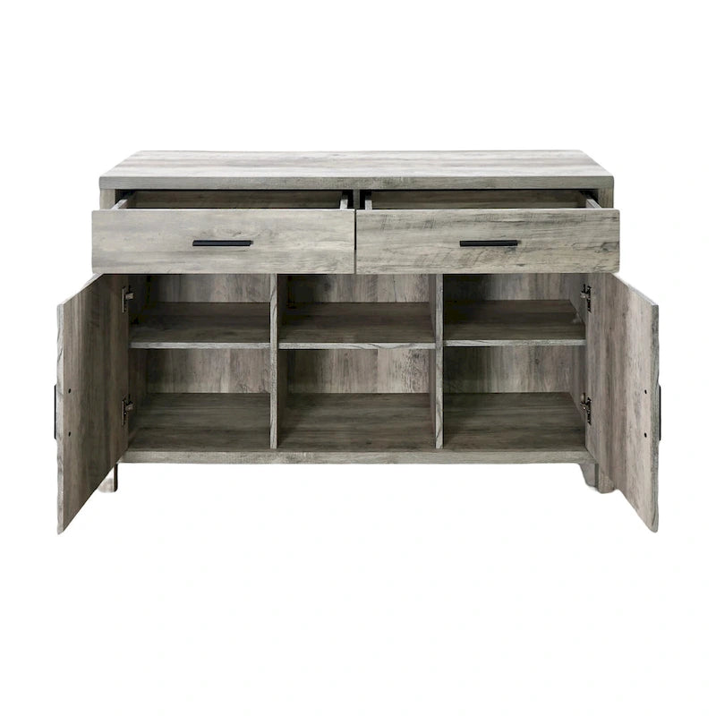 47W Sideboard Storage Cabinet, Dining Server Cupboard Buffet Table with Two Cabinets, Two Drawers, Two Open Shelves