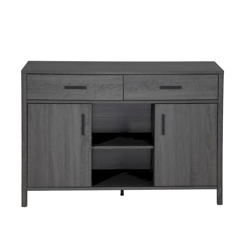 47W Sideboard Storage Cabinet, Dining Server Cupboard Buffet Table with Two Cabinets, Two Drawers, Two Open Shelves