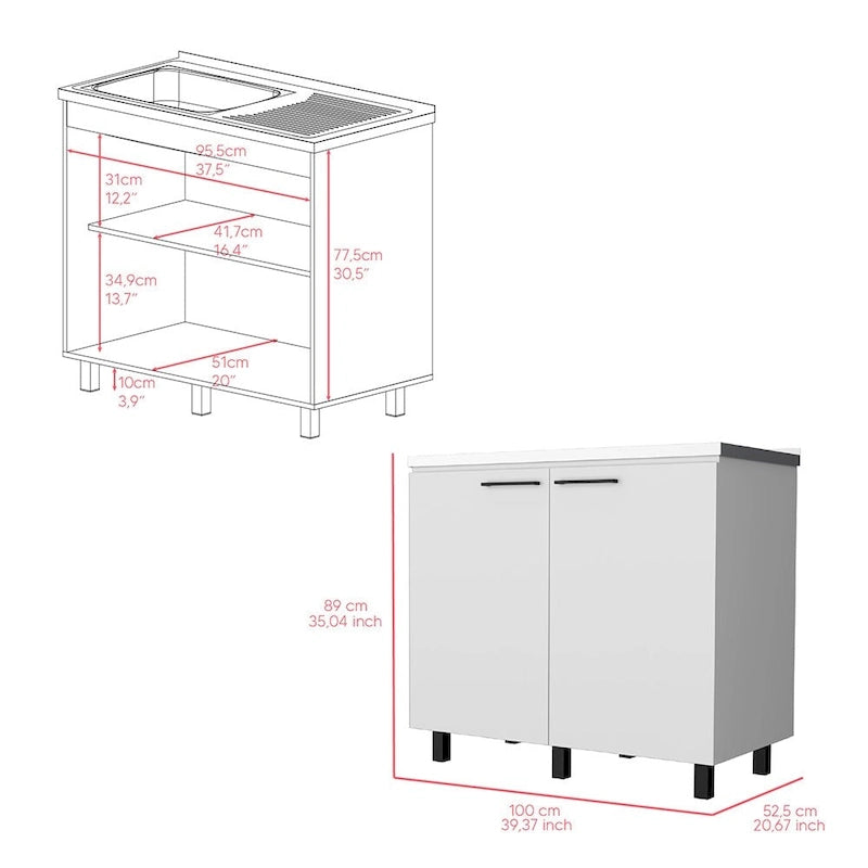 Napoles-2 39 Wide Double Door Utility Sink Stainless steel - N/A