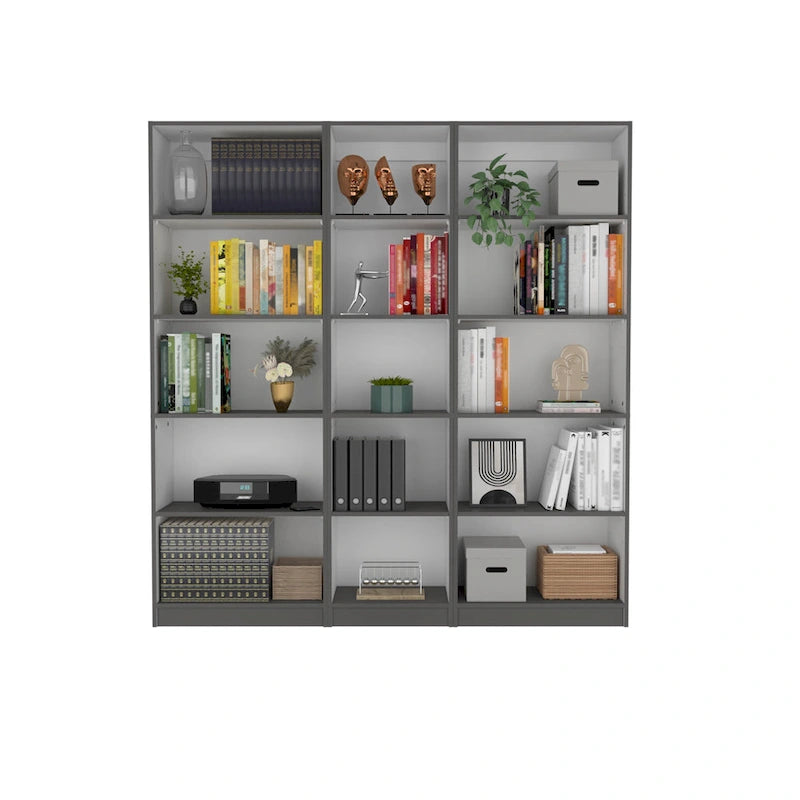 67 Wide 5-Shelf Option B Bookcase Set of 3