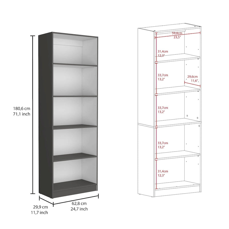 67 Wide 5-Shelf Option B Bookcase Set of 3