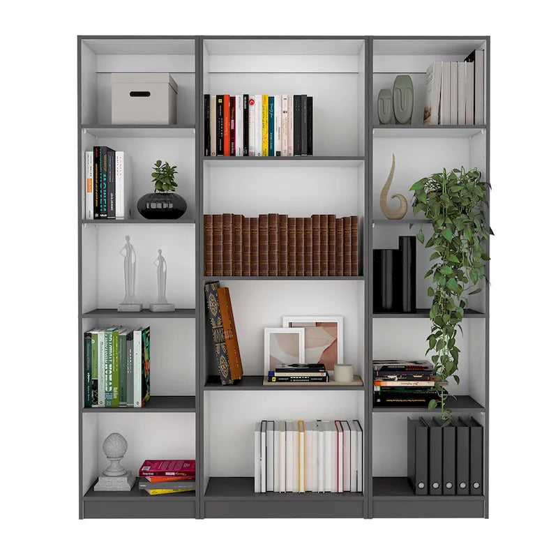 60 Wide 4-Shelf Bookcase Set of 3