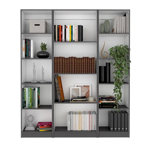 Lot de 3 bibliothèques 4 étagères de 152,4 cm de large