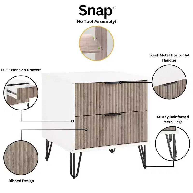 Ensemble commode 3 tiroirs et table de nuit 2 tiroirs moderne 2 pièces Manhattan Comfort Dumbo