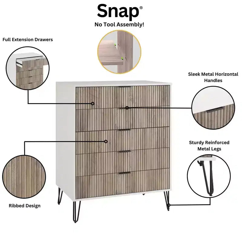 Ensemble commode 2 tiroirs et commode double 10 tiroirs Manhattan Comfort Dumbo 2 pièces moderne