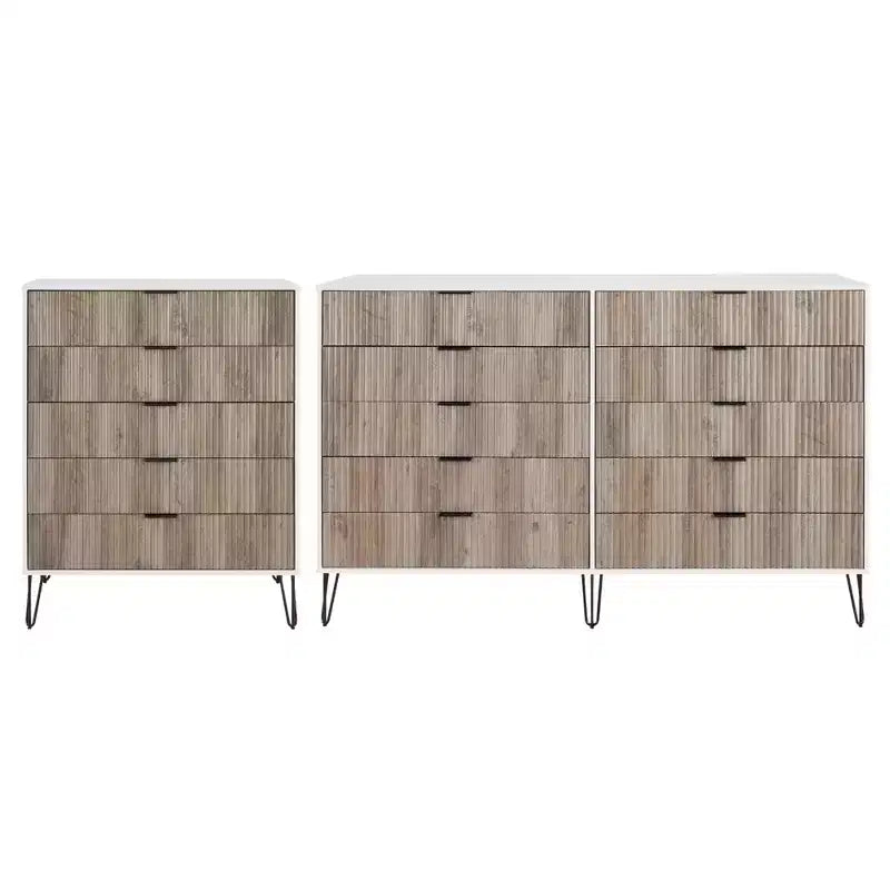 Ensemble commode 2 tiroirs et commode double 10 tiroirs Manhattan Comfort Dumbo 2 pièces moderne