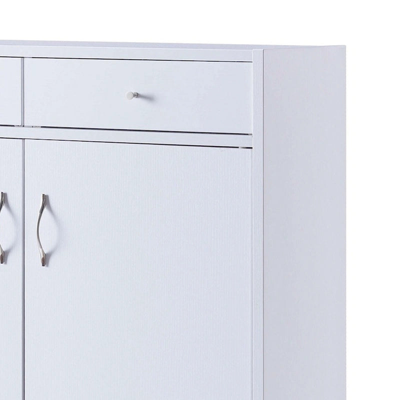 47 Inch 2 Door Wooden Shoe Cabinet, White