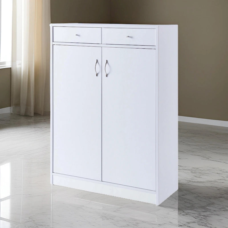 47 Inch 2 Door Wooden Shoe Cabinet, White