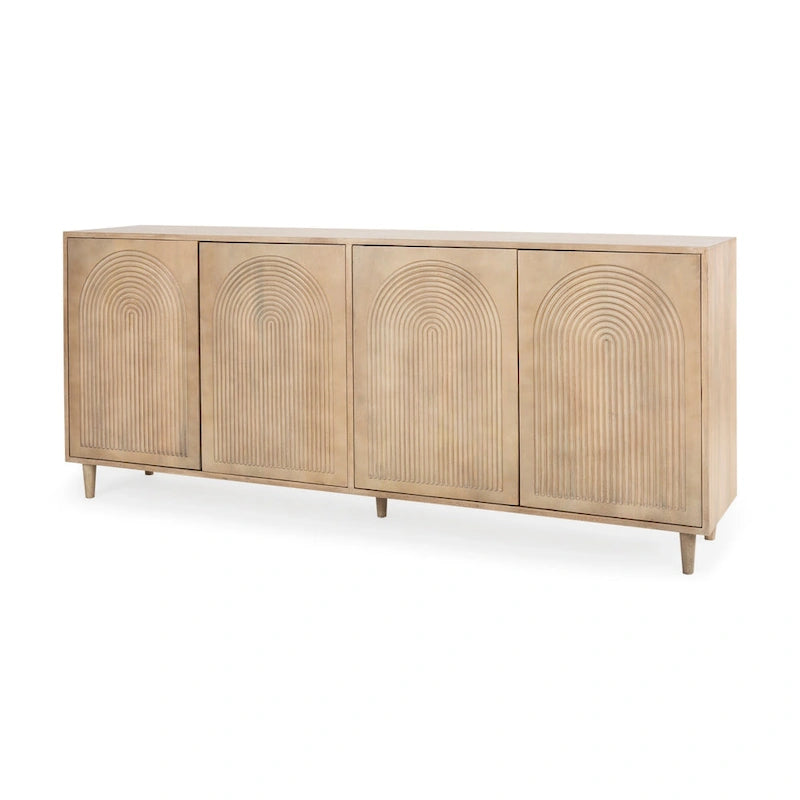Tucker Light Brown Solid Wood w/Patterned Doors Sideboard - 71.75W x 30H x 15D
