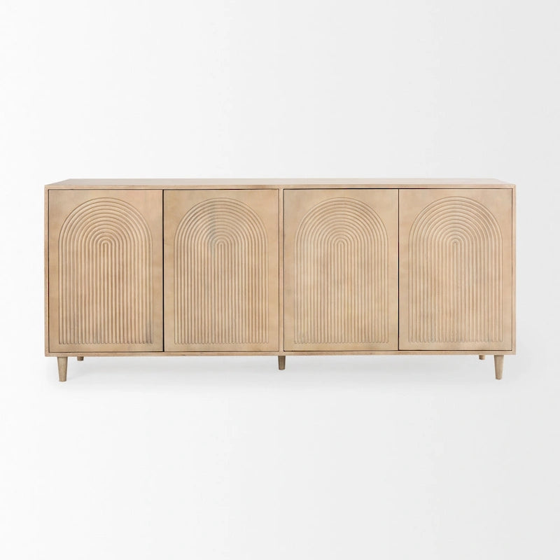 Tucker Light Brown Solid Wood w/Patterned Doors Sideboard - 71.75W x 30H x 15D