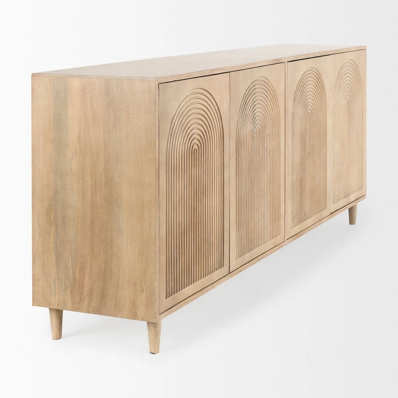 Tucker Light Brown Solid Wood w/Patterned Doors Sideboard - 71.75W x 30H x 15D