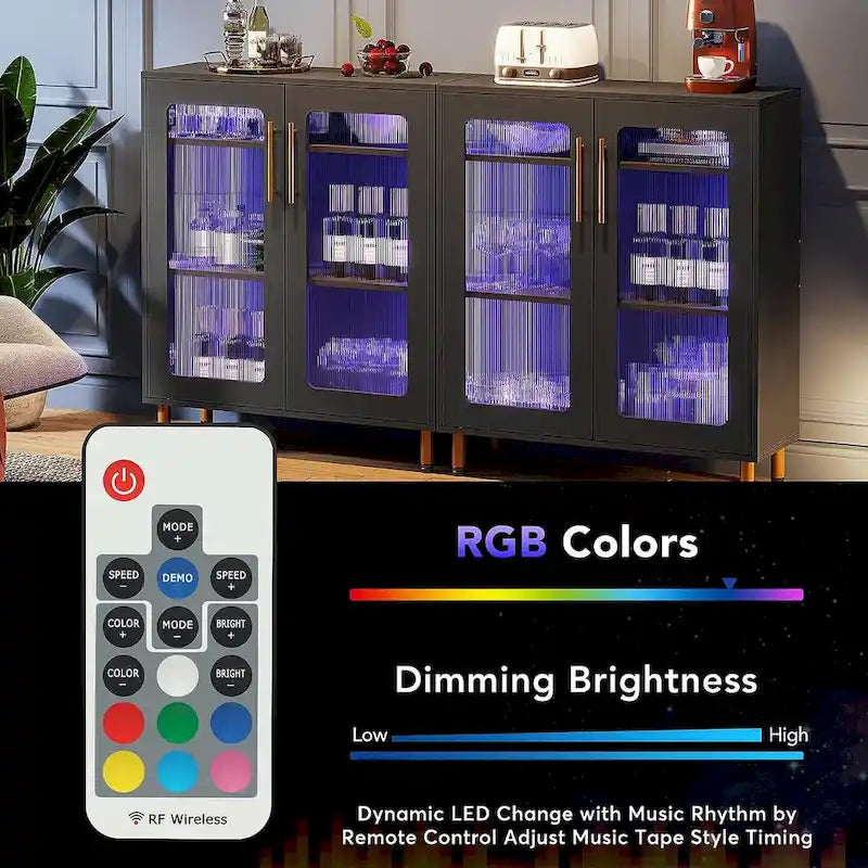 Buffet Cabinet with Storage, Modern Accent Cabinet with Acrylic Doors and LED Light - N/A