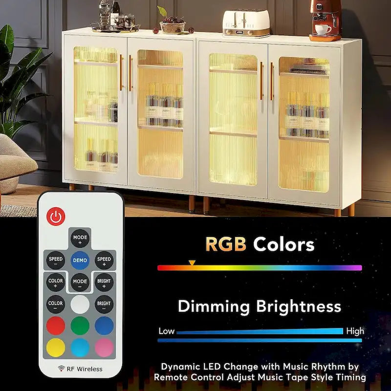 Buffet Cabinet with Storage, Modern Accent Cabinet with Acrylic Doors and LED Light - N/A