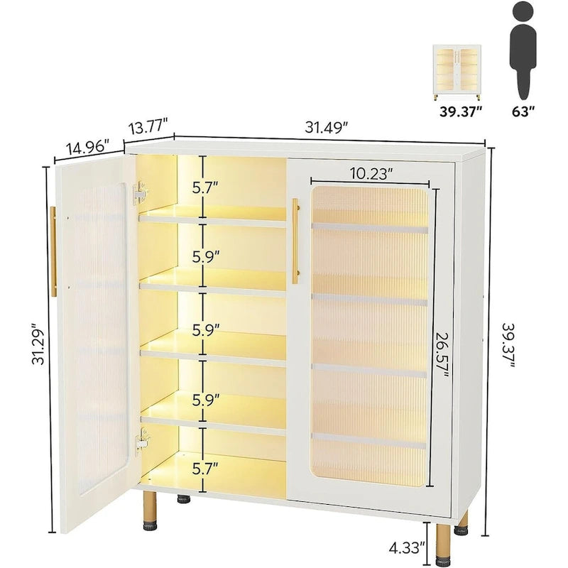 Buffet Cabinet with Storage, Modern Accent Cabinet with Acrylic Doors and LED Light - N/A