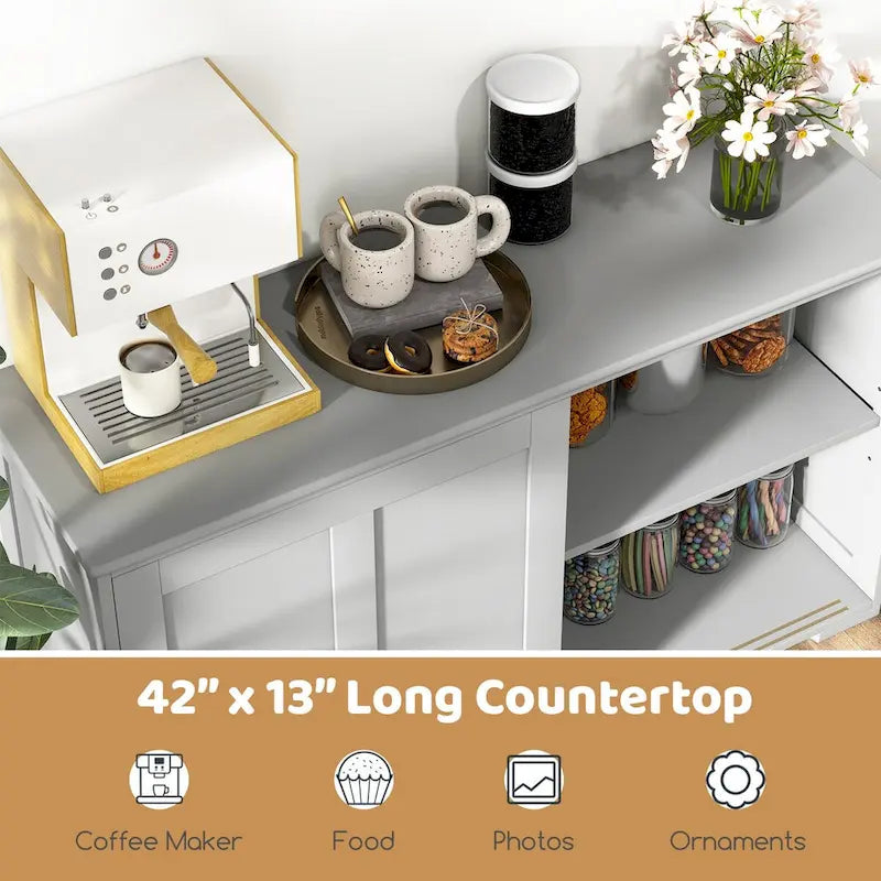 Antique Stackable Kitchen Storage Sideboard with Height Adjustable Shelf - 42 x 13 x 23.5 (L x W x H)