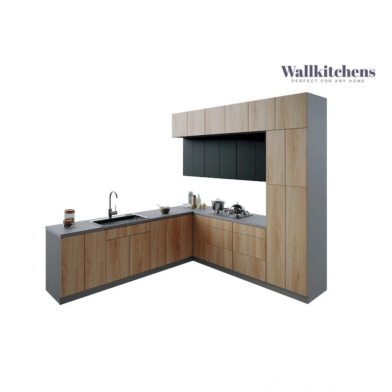 Kitchen Natural Teak & Black Color Base Size 9Ft Wide - 108x24