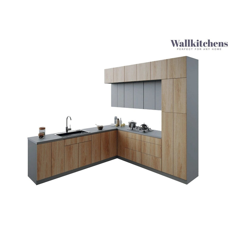 Kitchen Natural Teak & Black Color Base Size 9Ft Wide - 108x24