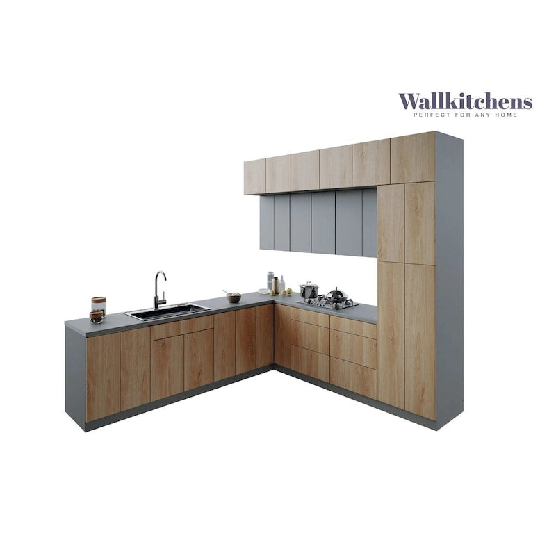 Kitchen Natural Teak & Black Color Base Size 9Ft Wide - 108x24