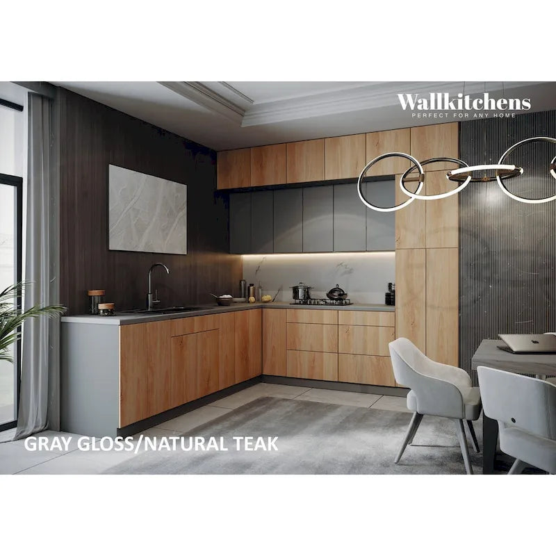 Kitchen Natural Teak & Black Color Base Size 9Ft Wide - 108x24