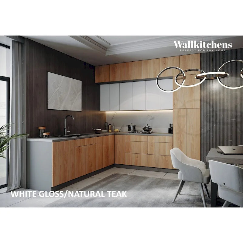 Kitchen Natural Teak & Black Color Base Size 9Ft Wide - 108x24