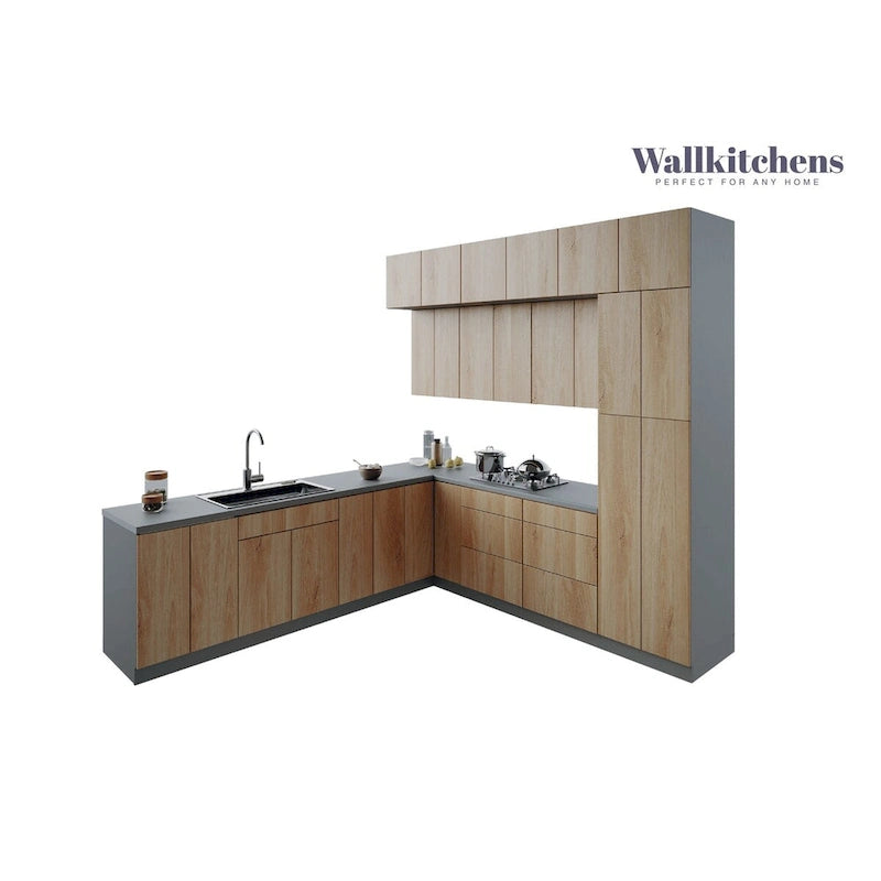 Kitchen Natural Teak & Black Color Base Size 9Ft Wide - 108x24