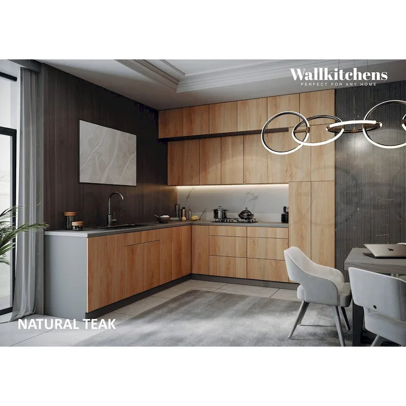 Kitchen Natural Teak & Black Color Base Size 9Ft Wide - 108x24