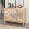 Sideboard with Glass Doors, 3 Door Mirrored Buffet Cabinet