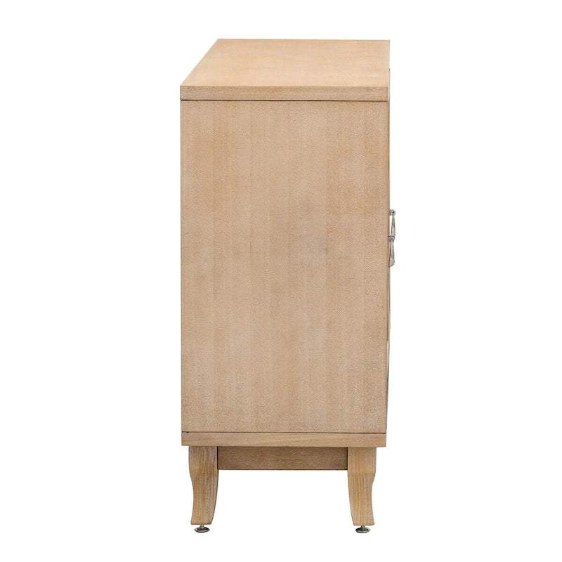 Sideboard with Glass Doors, 3 Door Mirrored Buffet Cabinet