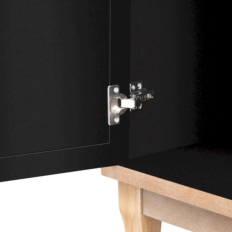 Sideboard with Glass Doors, 3 Door Mirrored Buffet Cabinet