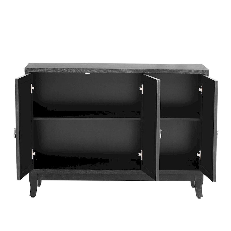 Sideboard with Glass Doors, 3 Door Mirrored Buffet Cabinet