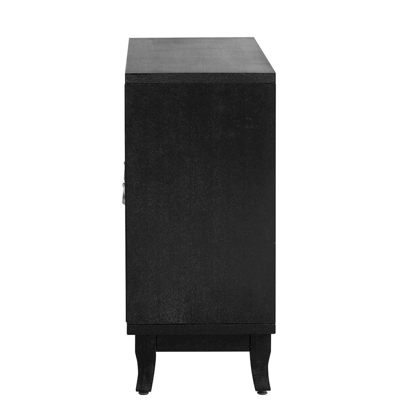 Sideboard with Glass Doors, 3 Door Mirrored Buffet Cabinet