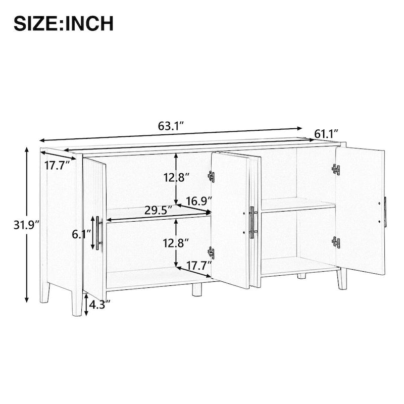 Accent Storage Cabinet Sideboard Wooden Cabinet with Metal Handles