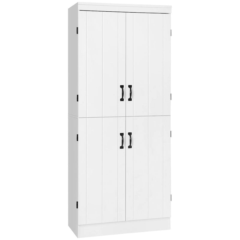 70 Kitchen Pantry, Tall Freestanding Storage Cabinet, 6-tier Shelving with 2 Adjustable Shelves and 4 Doors Gray