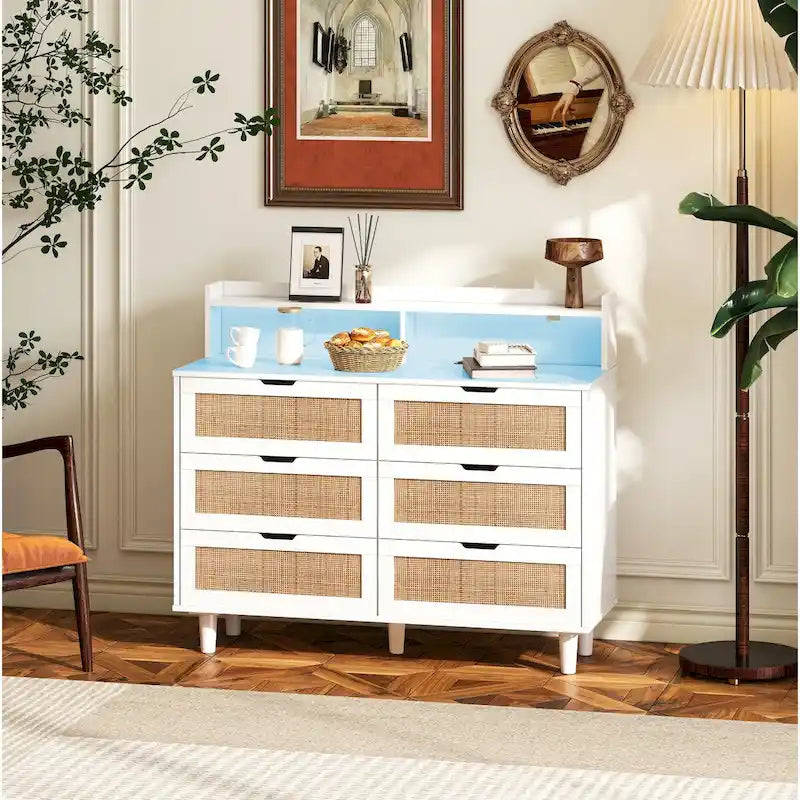 43.31L 6-Drawers Rattan Storage Cabinet