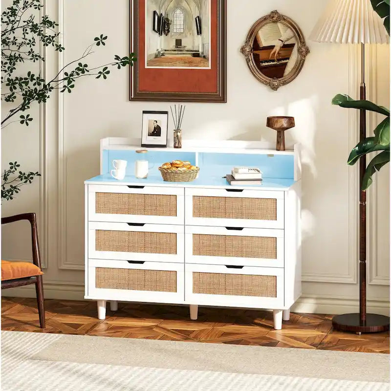 43.31L 6-Drawers Rattan Storage Cabinet