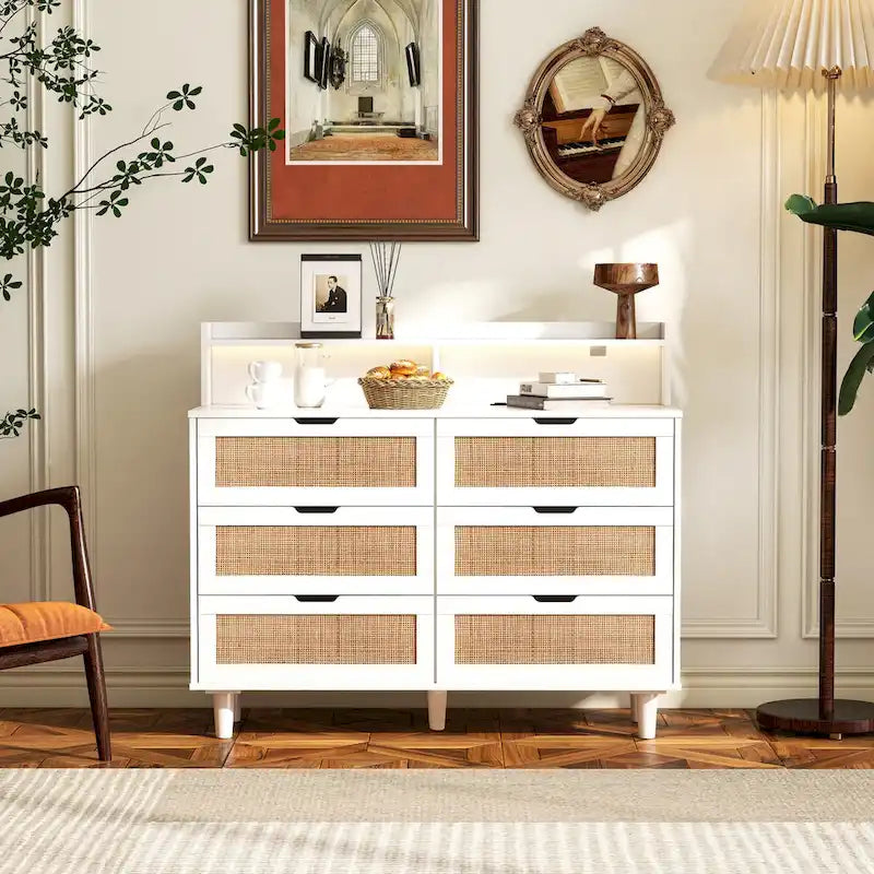 43.31L 6-Drawers Rattan Storage Cabinet