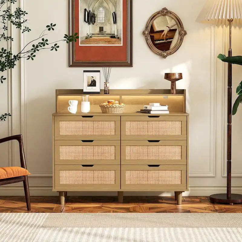 43.31L 6-Drawers Rattan Storage Cabinet